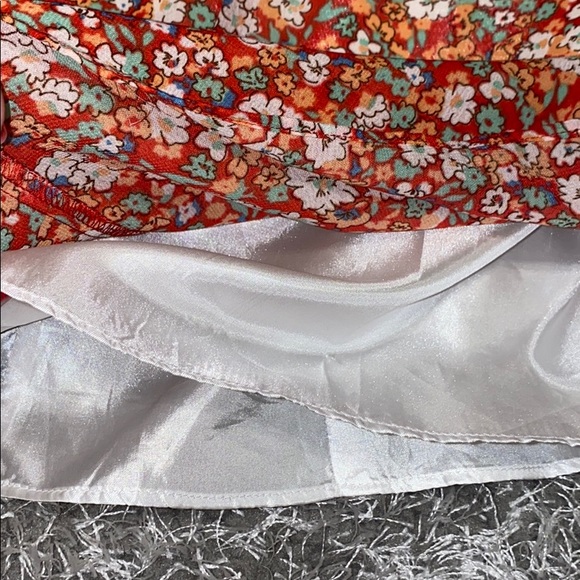 Forever 21 Orange Puff Sleeve Floral Dress - Picture 8 of 9